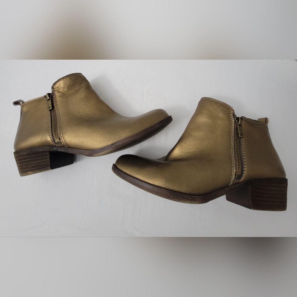 Lucky Brand Basel Ankle Booties metallic gold size 8.5